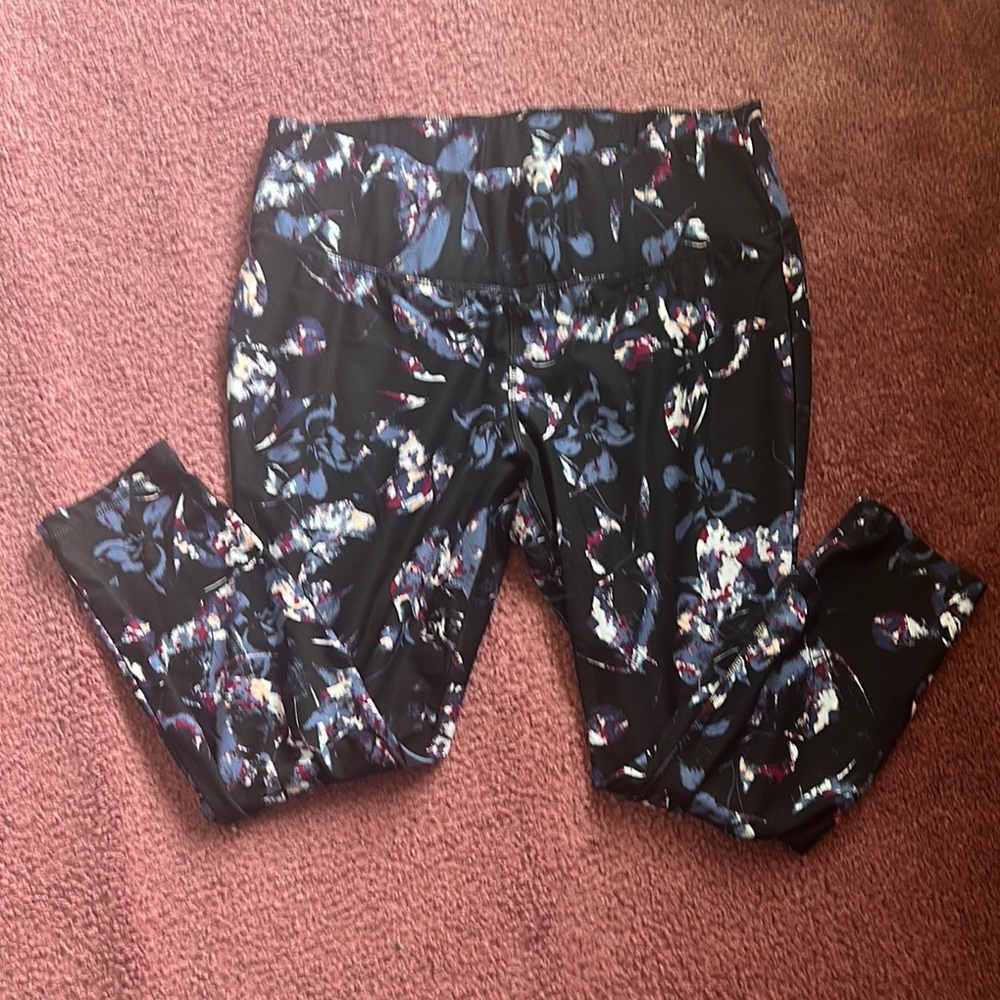 Lane Bryant Floral Leggings - Black and Blue